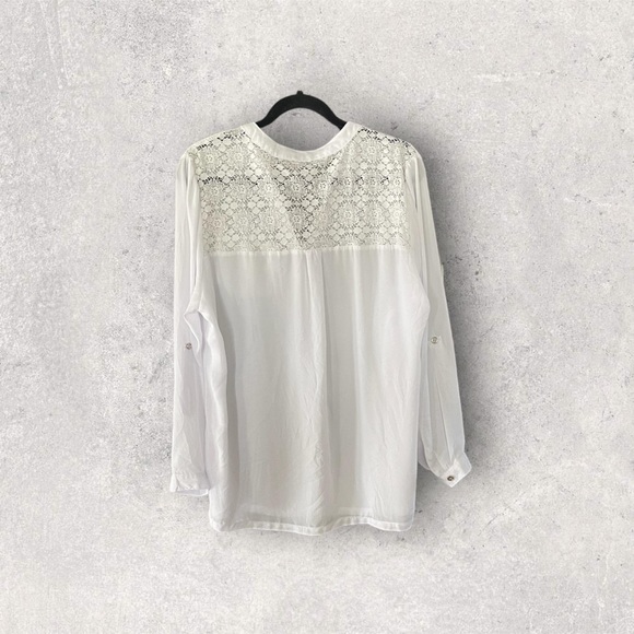 Plus Size Seer White Shirt With Lace DetailsSize 16 - Picture 2 of 2